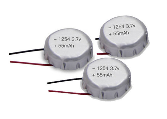 3.7 볼트 55mAh 1254 리포 재충전이 가능한 코인 전지