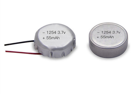 3.7 볼트 55mAh 1254 리포 재충전이 가능한 코인 전지