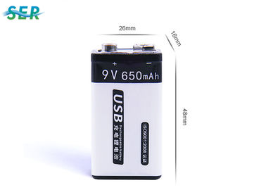 미터 / 화재 경보를 위해 재충전이 가능한 높은 용량 9V 리튬 건전지 팩 650mAh