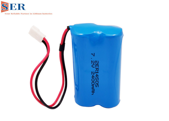 미터 동안 2ER14505 2S1P Li SOCL2 배터리 ER14505-2S 7.2V 2400 mah 와이어 커넥터